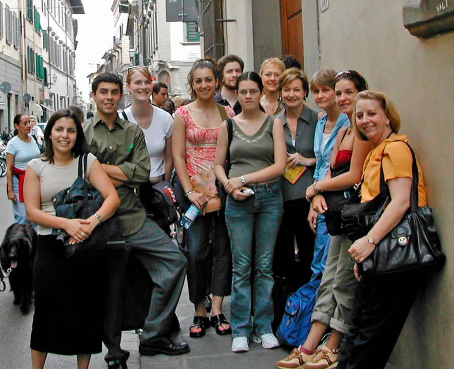 NECA students on an art history excursion in the streets of Florence